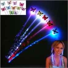 2pcs lot Colorful LED Wigs Glowing Flash Butterfly Glow Hair Braid Flash Extensions Lights Party Decoration