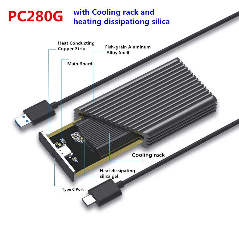 New SSD Aluminum Enclosure Support PCIe NVME NGFF M 2 M Key B M Key SSD 2