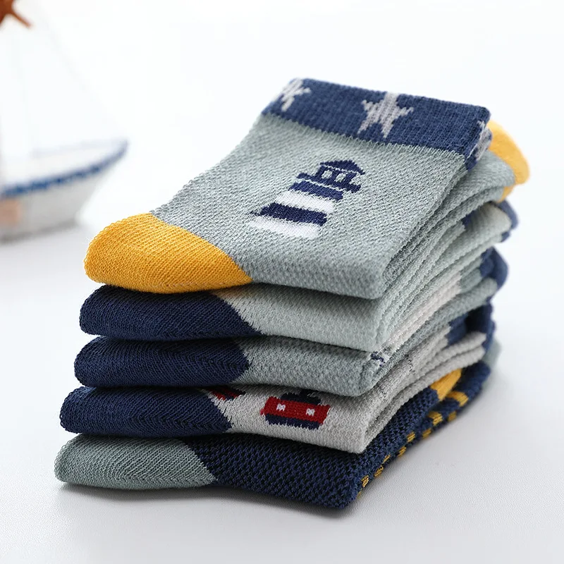 Kids socks 5 Pairs / Lot Kids Cotton Breathable Mesh Socks 3-15 Year Children