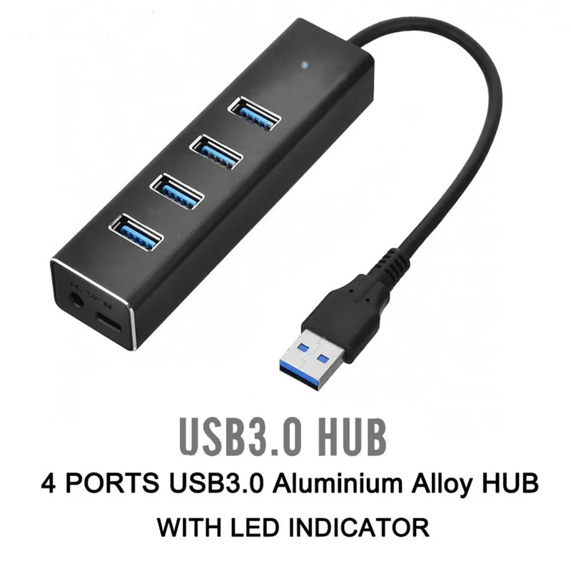 BinFul Высокоскоростной Алюминиевый 4 порта USB 3,0 концентратор портативный концентратор Разветвитель USB 3,0 концентратор с микроинтерфейсом для Macbook Air ноутбука ПК