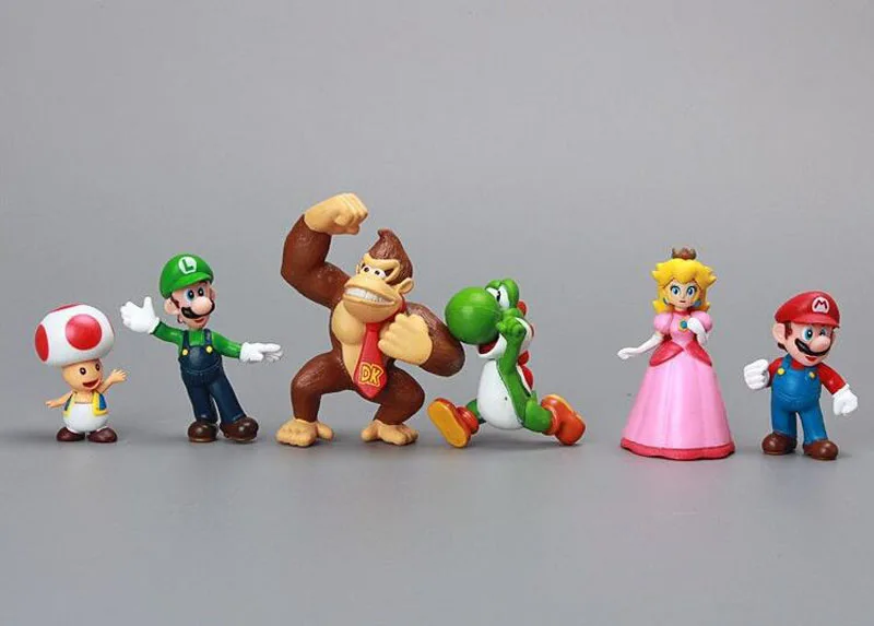 18 шт./лот, фигурки Супер Марио из ПВХ, игрушки Yoshi Peach Princess Luigi Shy Guy Odyssey Donkey Kong, Мультяшные куклы
