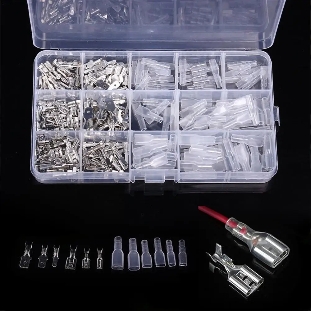 

270PCS Car Multimedia Maintenance Protective Cover Plug Socket Insulated Cord Pin End Spade Crimp Terminal Connector kit