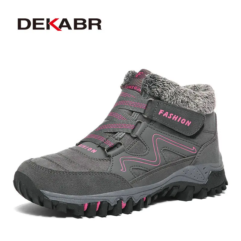 Gray Fuchsia DEKABR/мужские ботинки; коллекция года; теплые зимние ботинки на меху; мужские зимние ботинки; Рабочая Мужская обувь; модные безопасные ботильоны; Размеры 35-47 - Цвет: Gray Fuchsia