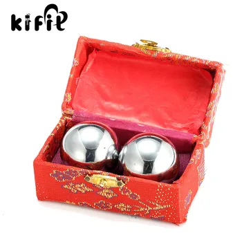 

KIFIT 2X Chinese Baoding Balls Fitness Handball Health Exercise Stress Relaxation Therapy Chrome Hand Massage Ball 38mm