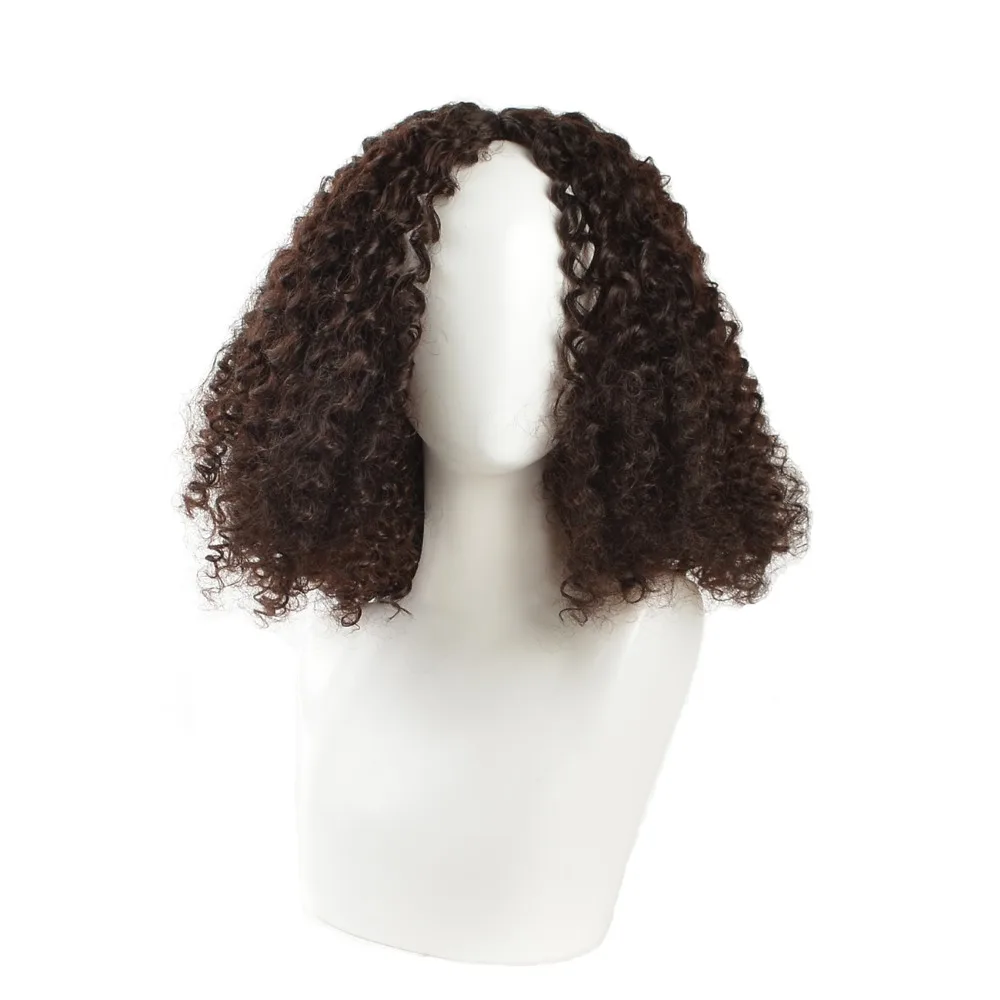 

MSIWIGS Dark Brown Curly Wigs for Black Women Soft Afro Synthetic Short Wig 14 Inches Natural Heat Resistant Ombre Hair