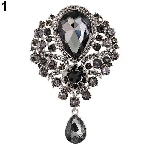 

2019 Fashion Women Brooch Wedding Bridal Bouquet Clear Crystal Rhinestone Teardrop Dangle Brooch Pin Hot Gift