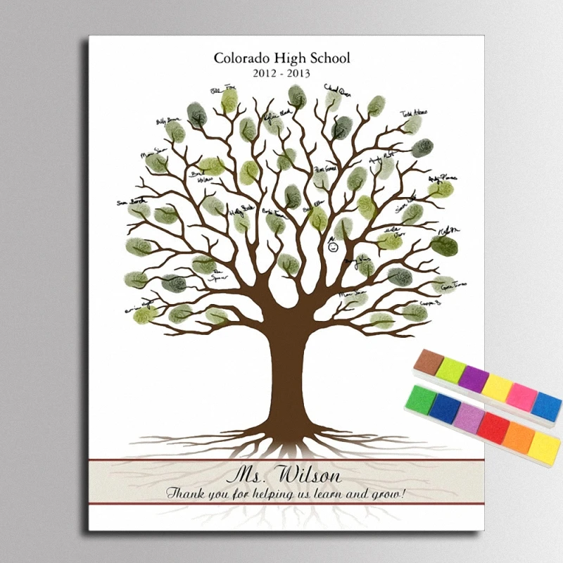 

Wedding Fingerprint Signature Thank You Tree Canvas Painting Graduation Party Decor Creative Guest Book