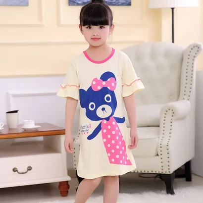 Новинка года, детские пижамы летние платья пижамы для маленьких девочек хлопковый сарафан с принтом ночная рубашка для девочек домашняя одежда для сна для девочек - Цвет: style 1