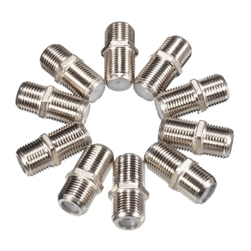 10Pcs/bag Aluminium Alloy Joiner Barrels Connector F Plug Coupler Adapter 4 Sky Plus HD TV Coax Cable запчасти для мобильных телефонов afti explay advance tv sky sky plus bm3 82 0401460 00