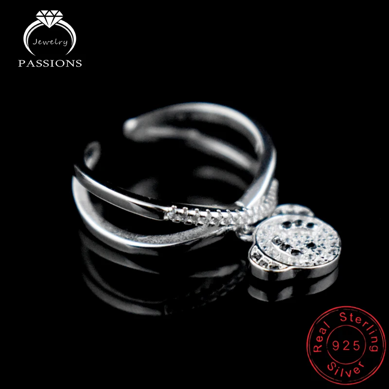 Новая мода, открытые регулируемые серебряные кольца, простая Подвеска панды, дизайнерские кольца для женщин и девушек,, ювелирные изделия - Цвет основного камня: Silver