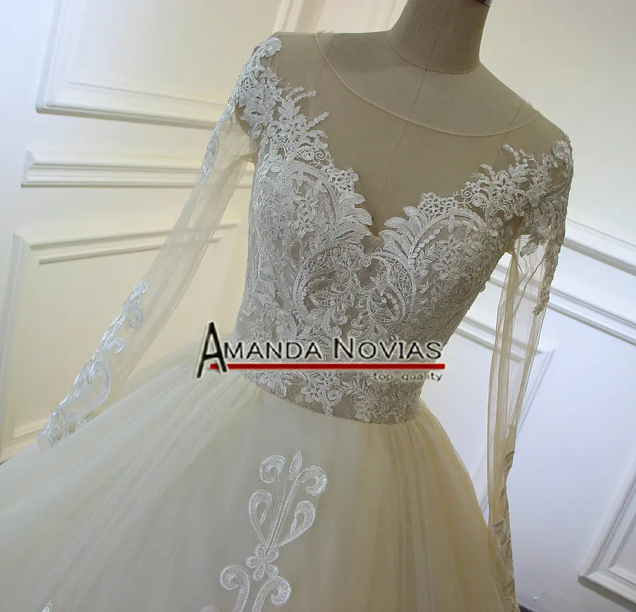 Потрясающее сексуальное кружевное свадебное платье с длинными рукавами реальные фотографии Аманда новиас