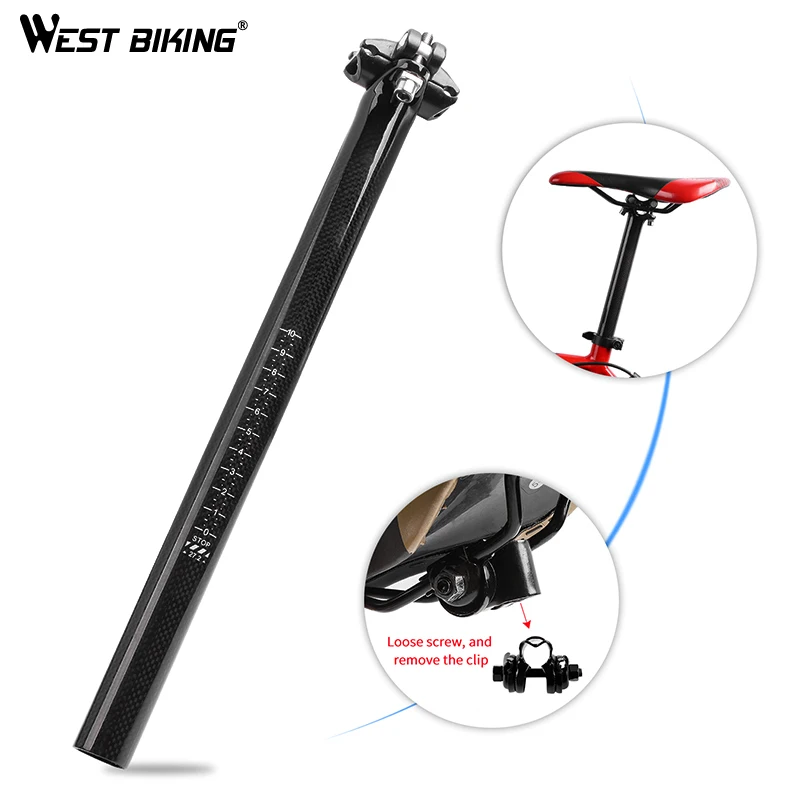 WEST BIKING велосипедный карбоновый Подседельный штырь 27 2/30 8/31 6*350/400 мм запчасти для