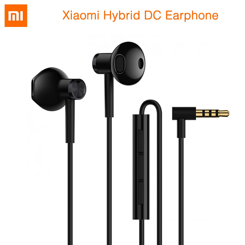 Beste Nieuwe Originele Xiaomi Hybrid DC Oortelefoon Dynamische piezoCeramic Dual Driver MEM Mic Vasthoudendheid Draad Controle Halve In Oor L Vorm Plug