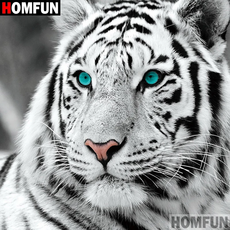 Алмазная живопись HOMFUN Тигр вышивка крестиком квадратная круглая домашний декор