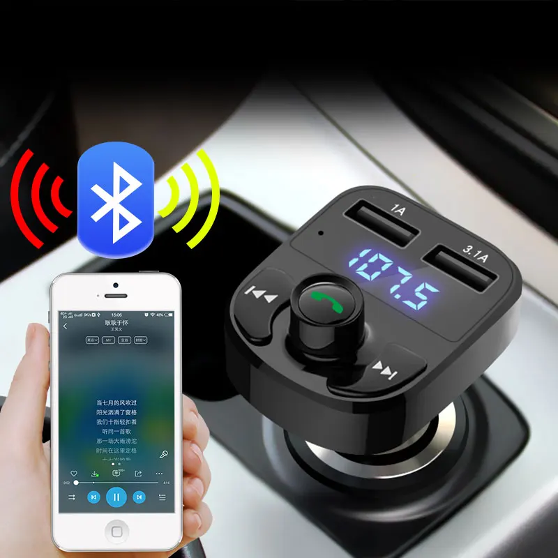 Портативный Bluetooth автомобильный комплект fm-передатчик Handfree Автомобильный MP3 аудио плеер Обнаружение напряжения шумоподавление двойной USB зарядное устройство