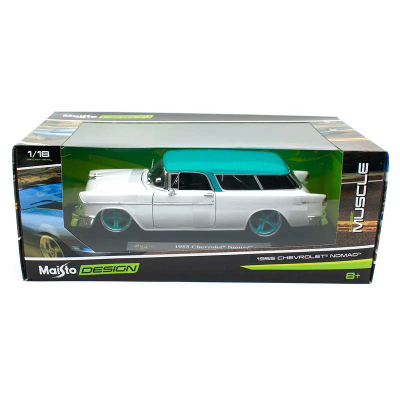 Maisto 1:18 1955 Chevrolet NOMAD белая винтажная модель автомобиля литая под давлением модель автомобиля игрушка Новинка в коробке Новое поступление 32613