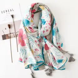 Для женщин милый шарф цветочные с Фламинго печати платки большой платок BOHO Этническая Пашмины Новый [3551]