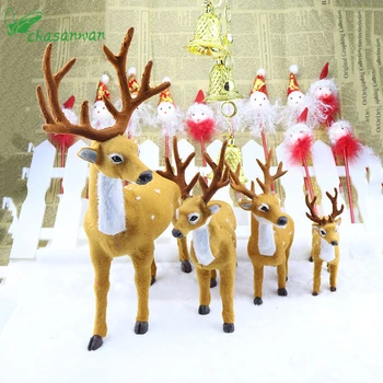 

Christmas Goods 3pcs (16cm 20cm 25cm) Simulation Christmas Elk New Year 2019 Christmas Decorations for Home Navidad Noel Natal,Q