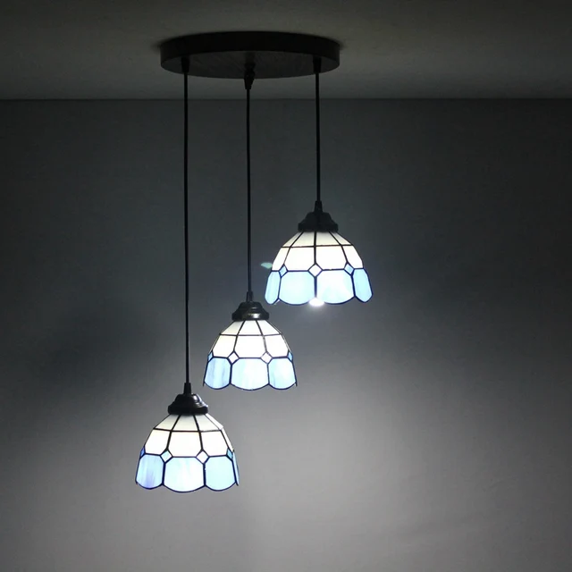 Mediterranean Blue 3 Heads Stained Gl Western Style Restaurant Mediterranean Blue 3 Heads Stained Gl Western Style Restaurant Pendant Lights 110 240v Dia43cm Bar