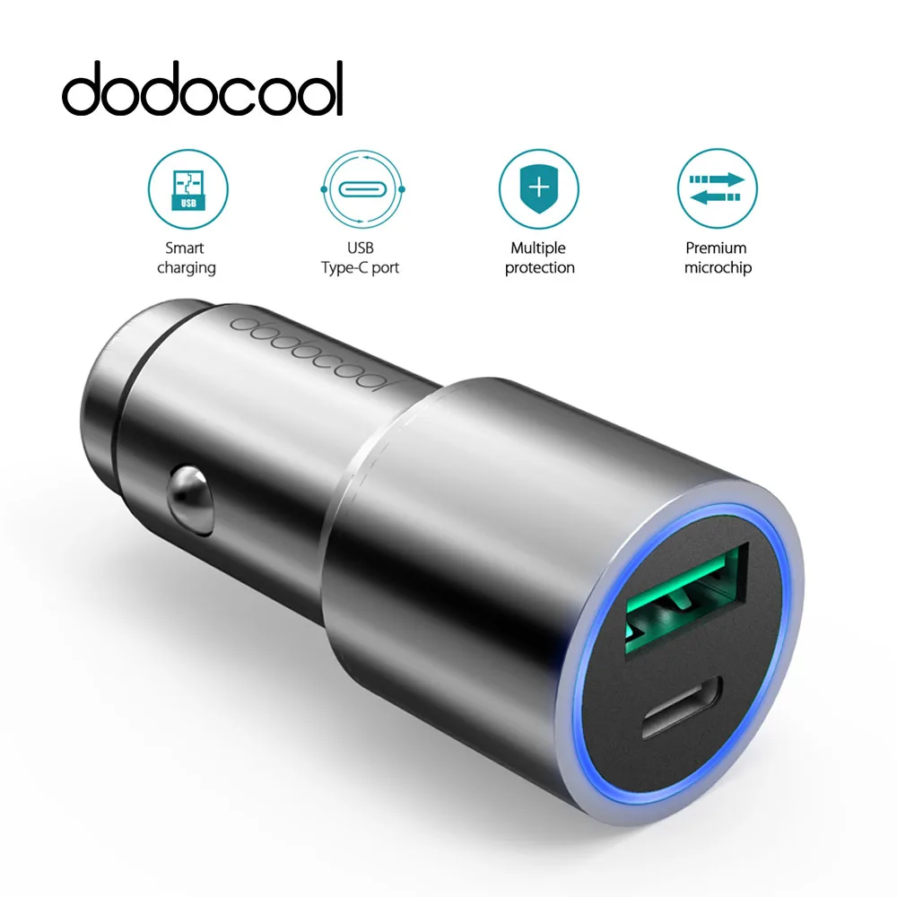 bilder für Dodocool Auto Ladegerät Metallgehäuse Dual Ports Schnellladung mit QC3.0 USB-A USB-C Ladeausgänge für LG HTC Xiaomi Lenovo Nexus bilder für Dodocool Auto Ladegerät Metallgehäuse Dual Ports Schnellladung mit QC3.0 USB-A USB-C Ladeausgänge für LG HTC Xiaomi Lenovo Nexus