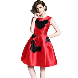 HAMALIEL/осеннее красное бальное платье без рукавов, модное женское платье с вышивкой, платье без рукавов с рисунком, Повседневное платье с