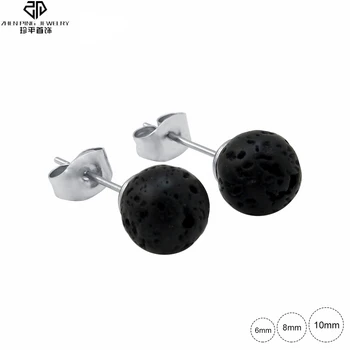 

Natural Lava Rock Earrings Essential Oil Diffuser Jewelry Black Stone Stud Earrings Aromatherapy