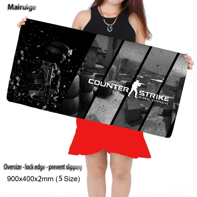  Mairuige black cs go game large mouse pad high quality anti-slip precision locking laptop keyboard 