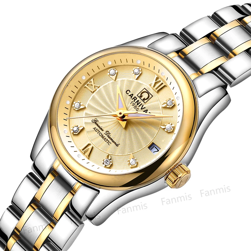 

Fashion Carnival Women's Watch Mechanical Ladies Gold Wristwatch Diamond Sapphire Waterproof Windmill Series Relogio Feminino