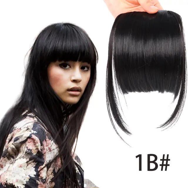 Alileader Natural Black Brown Neat Front Clip In Hair Bangs
