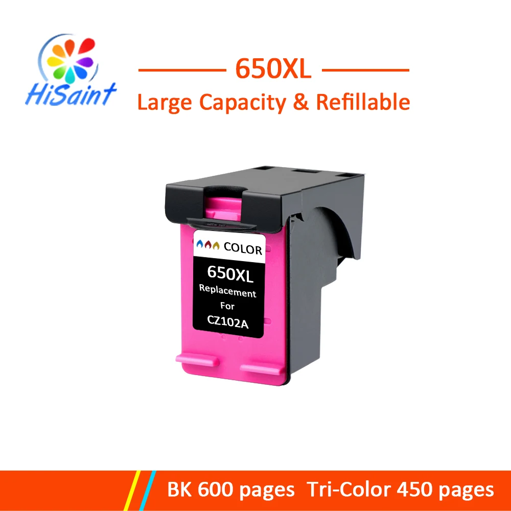 

Hisaint 2Pack 650XL Refilled Ink Cartridge Replacement for HP 650 XL for HP Deskjet 1015 1515 2515 2545 2645 3515 3545 4515 4645