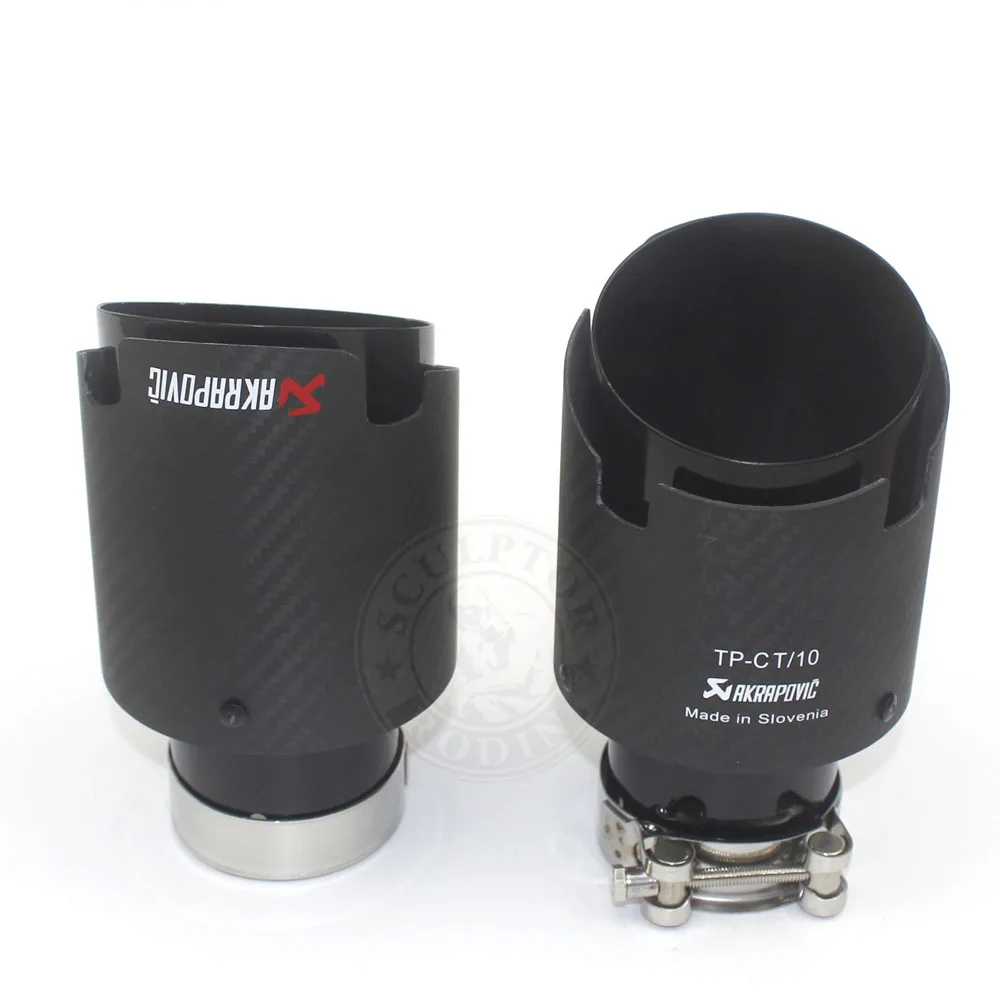

Free Shipping black universal various sizes akrapovic carbon fibre car exhaust muffler tip 4 slot Dumb face twill +black
