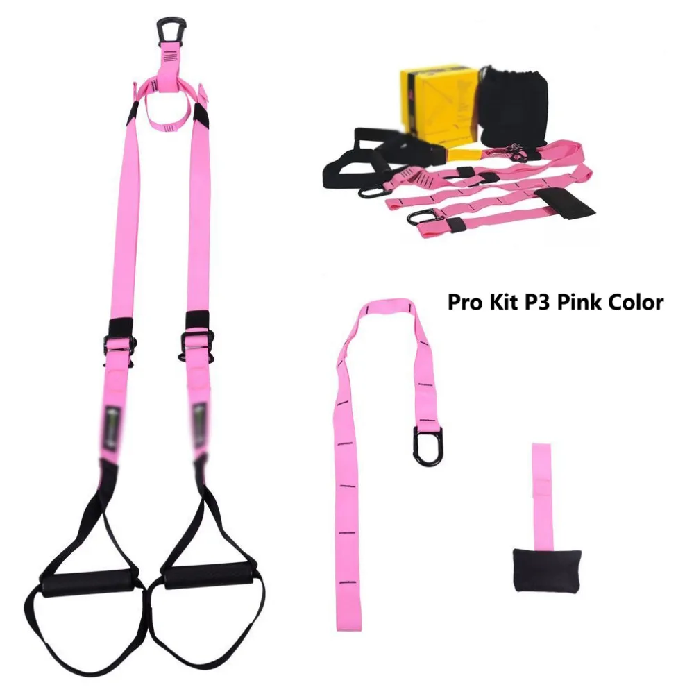 Image Military Grade Suspension Straps Total Body Workout Trainer Pink Color,Resistance Bands Chin up Pull up Sit Up