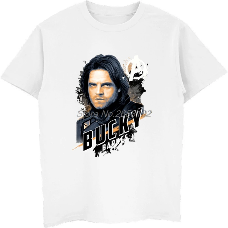 

Custom Bucky Barnes T-shirts Summer O-Neck 100% Cotton Shirt Men Comics Tees Avengers Tshirt Harajuku Streetwear Fitness