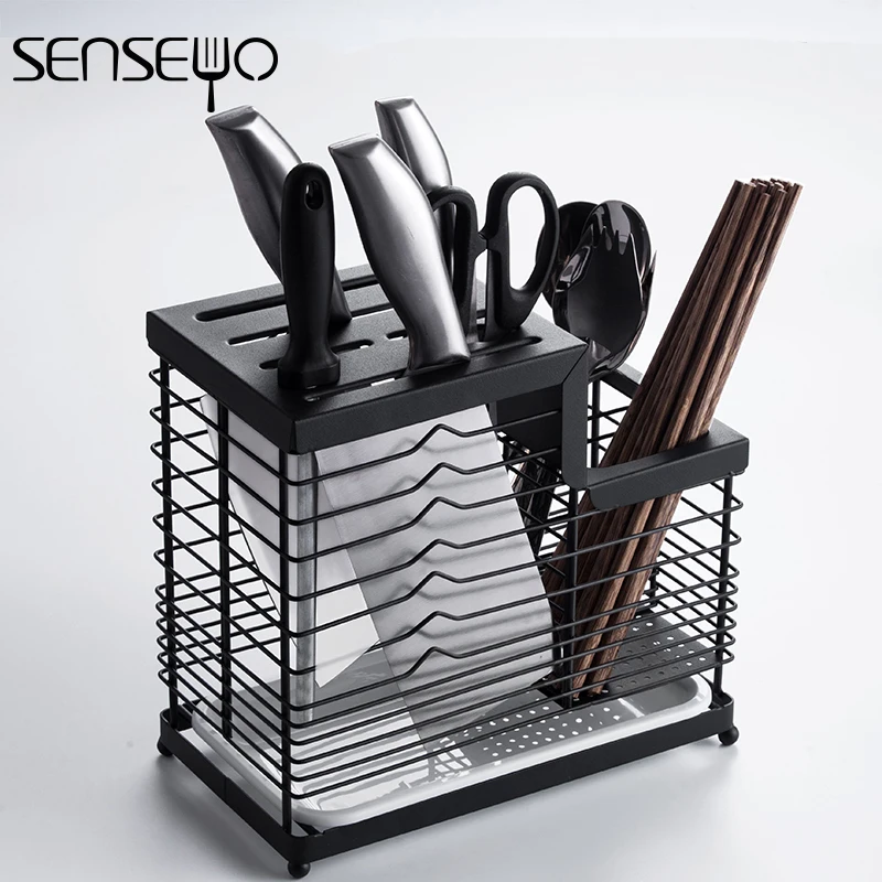  Household Knife Holder Kitchen Shelf Tool Storage Rack Drain Tray Kitchen Appliances Chopsticks Box - 32963066469