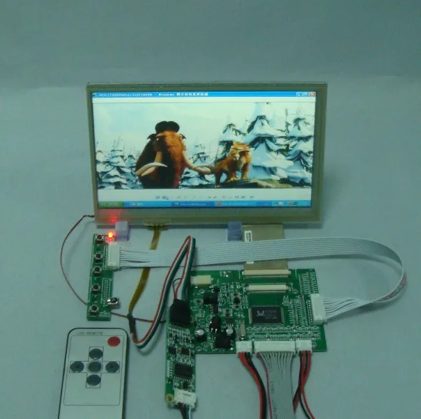 VGA+2AV driver board + 7inch HSD070IDW1 800X480 lcd panel+Touch Screen+Remote