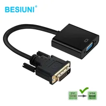 BESIUNI с DVI на VGA адаптер 1080 P DVI-D 24+ 1 к женскому VGA видео кабель конвертер для DVI устройств с поддержкой, ПК, DVD, монитор