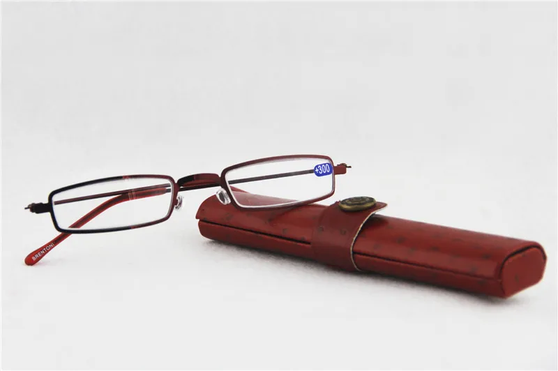 Slim Metal Frame Reading Glasses Unisex Readers Compact Reading Glasses With Mini Box Red Black Diopter
