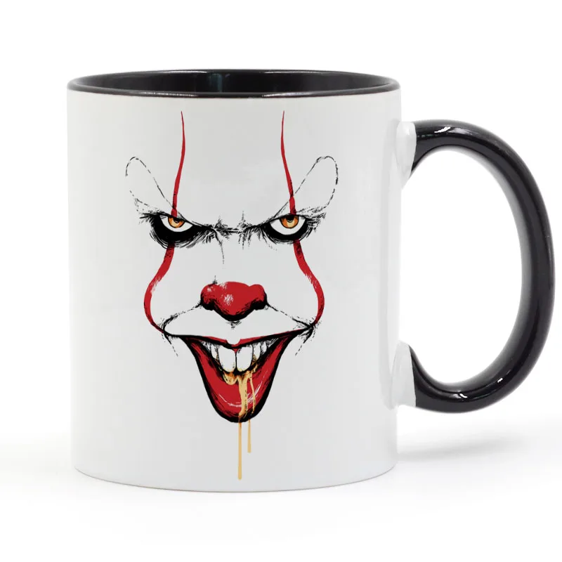 

Pennywise Clown Coffee Mug Ceramic Cup Color Handle Colour Inside Gifts 11oz
