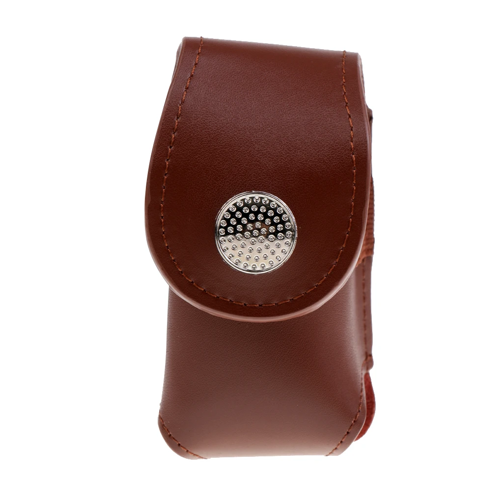 Mini Portable Leather Clip On Golf Ball Holder Pouch Tees Storage Bag