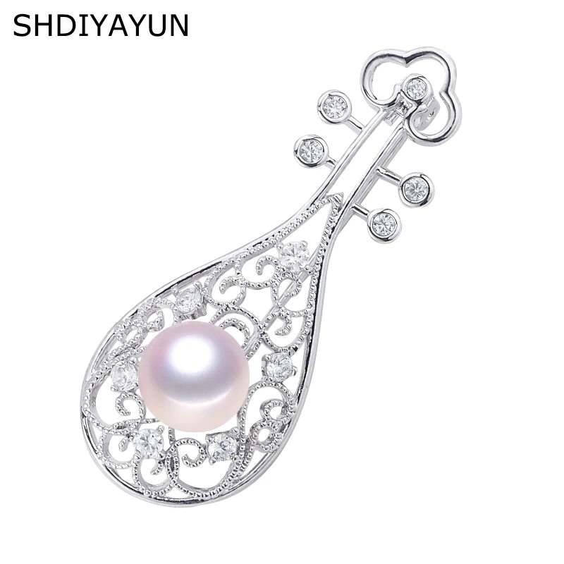 

SHDIYAYUN Big Sale Pearl Brooch For Women Chinese Style Pipa Brooches Pins Natural Freshwater Pearl Fine Jewelry High Quality