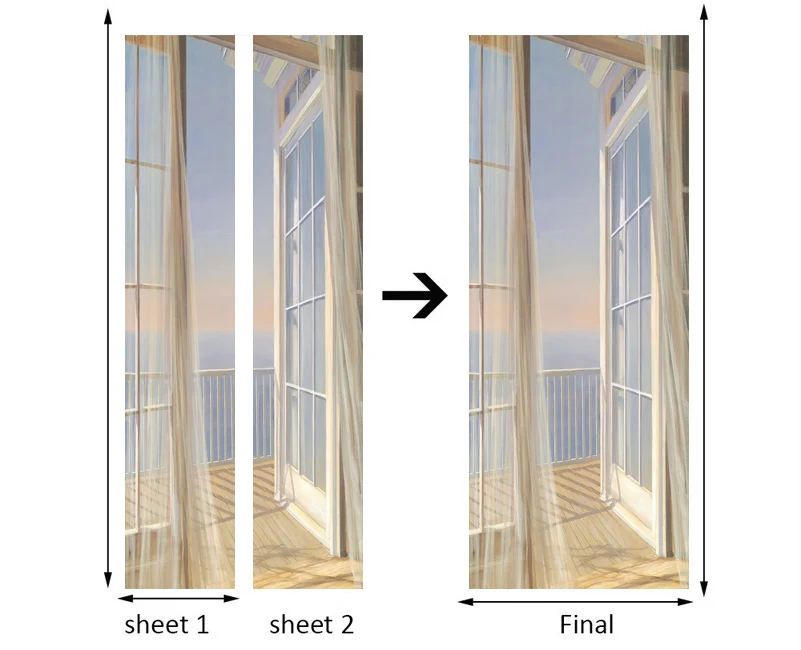 2 шт./компл. окно балкона пейзаж 3D двери Стикеры постер на стену Бумага Водонепроницаемый Гостиная обои для двери спальни настенная Стикеры s