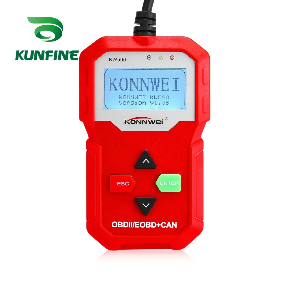 Автомобильный диагностический сканер ODB OBD2 KW590 многоязычный на русском языке