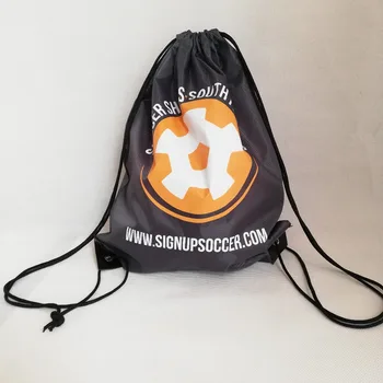 

Eco-friendly Promotional Printed Reusable Nylon Drawstring Backpacks Travel Sport Storage Package Bags