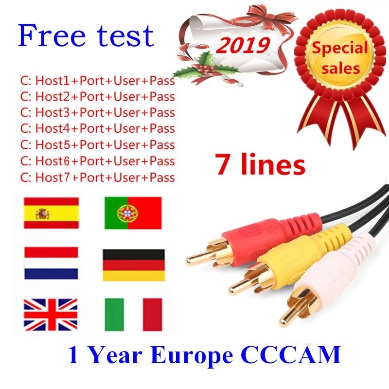 1 год CCcams для спутникового ресивера Европа FULL HD DVB-S2 Сервер Поддержка Испания Италия немецкий Cccams через USB dongle AV кабель