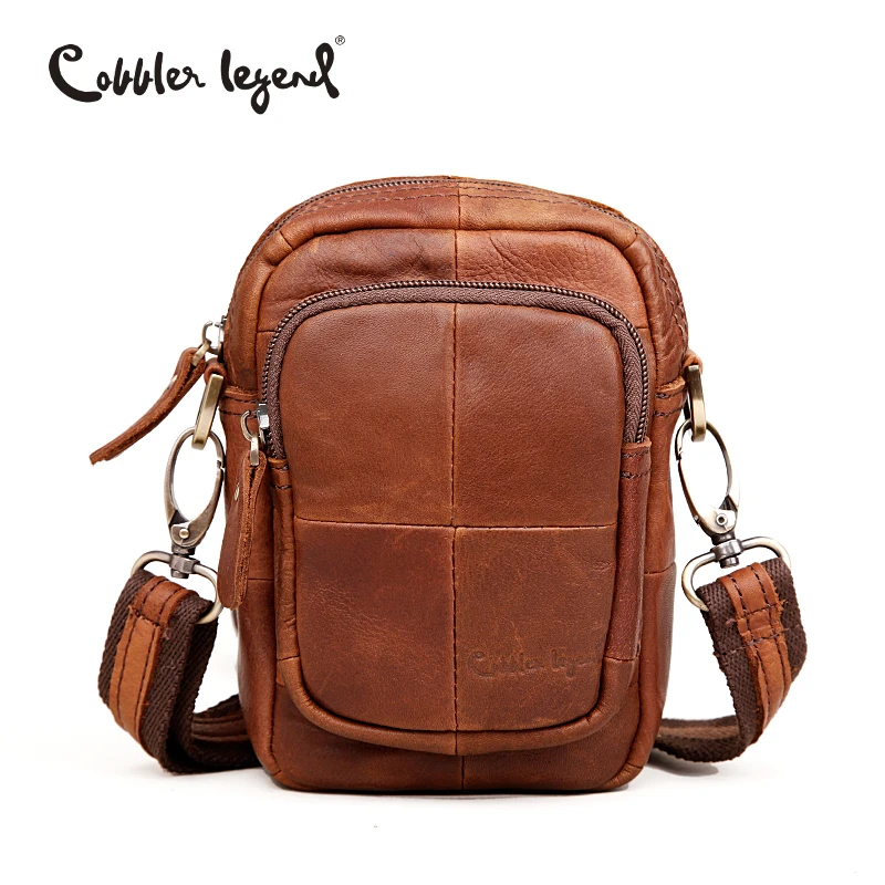 Cobbler Legend Small Handmade Cow Leather Messenger Waist Bag Packs For Man 2016 Fashion Brand Man
