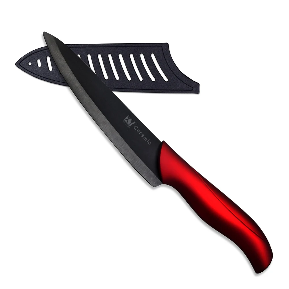 New Arrival 7 Inch Ceramic Knife Excellent Quality Chef Knife Black Blade Red ABS TPR Handle