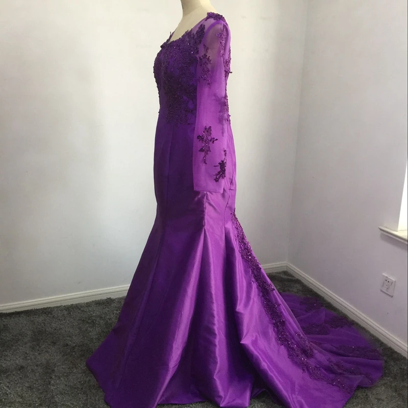 Новое поступление вечерние платья с длинным рукавом 2018 кружева аппликации Русалка Элегантное Вечернее Платье Vestido de festa Longo вечерние платья