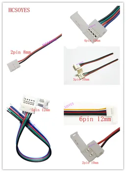 

5pcs 2pin /3pin /4pin /5pin/6pin 8mm 10mm 12mm LED Solderless Connector for 3528/5050/3014/WS2812B/ws2811 RGB/RGBW LED strip