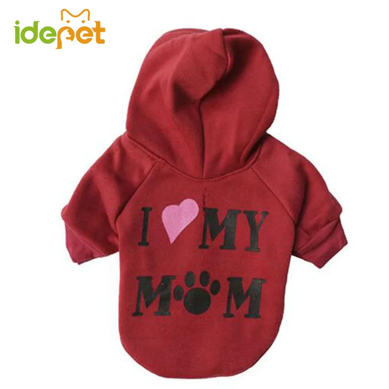 Теплая одежда для собак пальто маленьких I Love My Mum спортивные худи домашних щенков