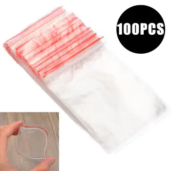 

100pcs Clear Bag Plastic Baggy Grip Self Seal Resealable Reclosable Bag For Home Sundries Storages